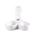 White pet water fountain for cats and dogs with stainless steel drinking top.