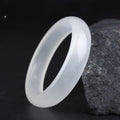 Gao Bing white jade bracelet in modern simplicity style showing flat rod and round rod shape options.