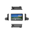 Black three lens dashcam with 4 inch touch screen for front and rear vehicle recording