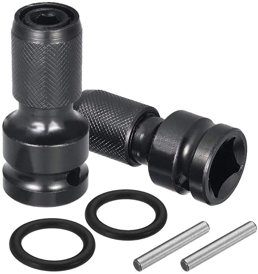 Scaling bit holder for 1/2 to 1/4 inch wrench bits with telescopic sleeve