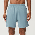 Men's sky green quick-dry running shorts with a double-layer design and mid-waist fit.