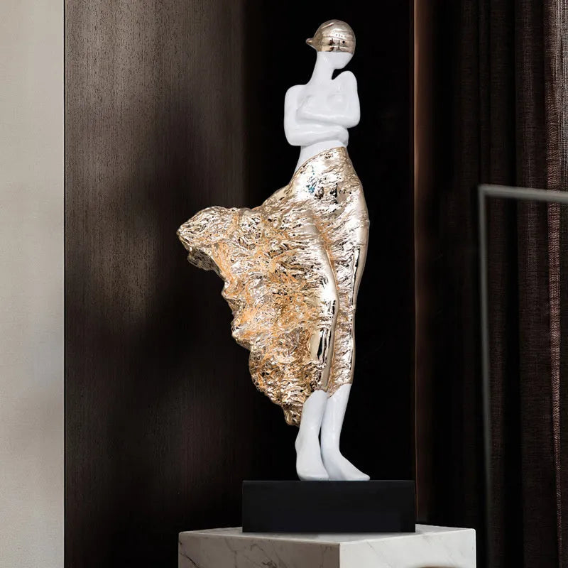 48cm resin character sculpture ornament in rose gold or silver finish