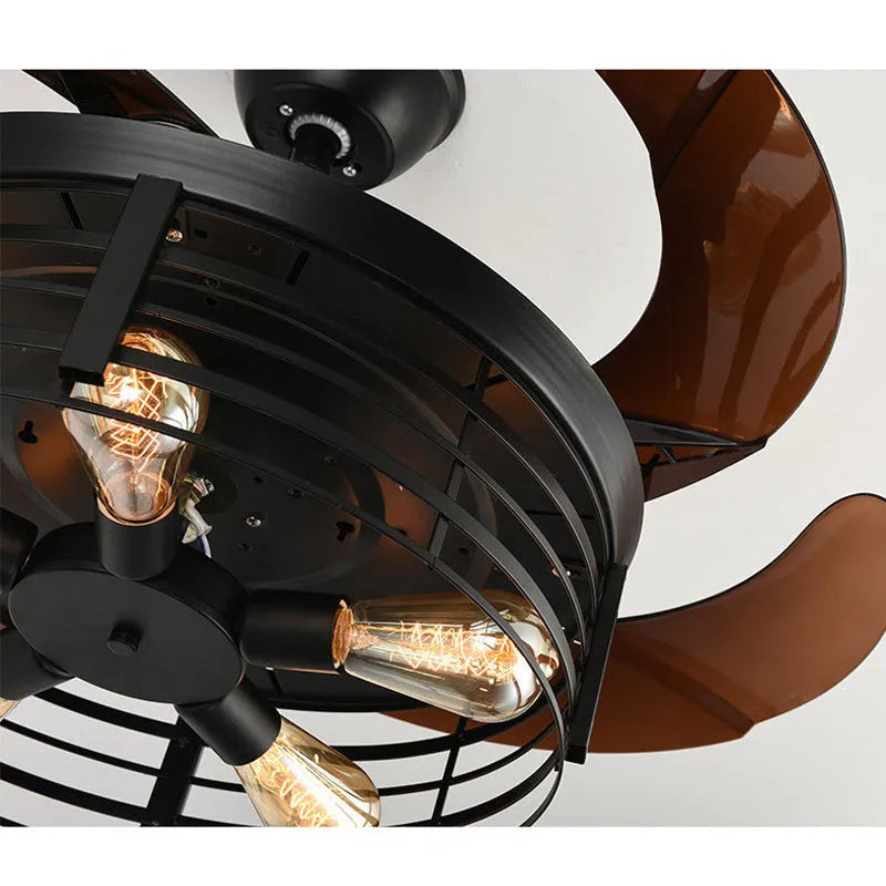 42 inch industrial style ceiling fan lamp with acrylic blades and remote control