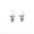 Rabbit stud earrings with full diamond design in silver, gold, or pink colour