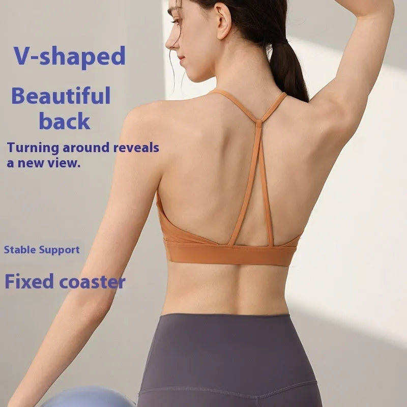 Women's Nylon sports vest with double shoulder straps in various colours for running and yoga