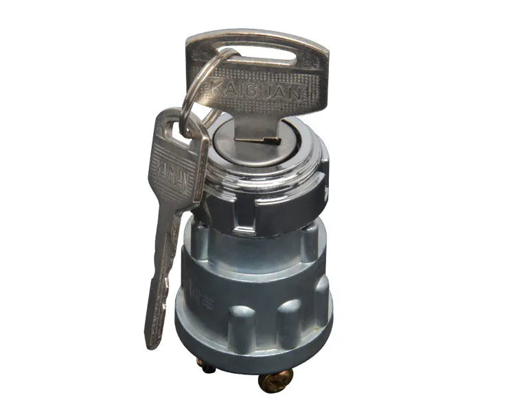 Copper ignition lock switch with key for trucks and forklifts, JK423 model.
