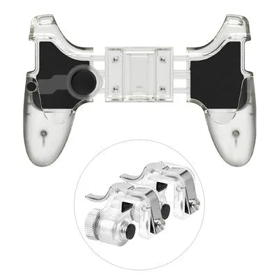 Black mobile phone game controller with plug-in connection and physical buttons
