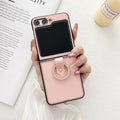 PU lychee leather folding phone case with ring holder for Samsung Galaxy Z Flip 3 4 5 6