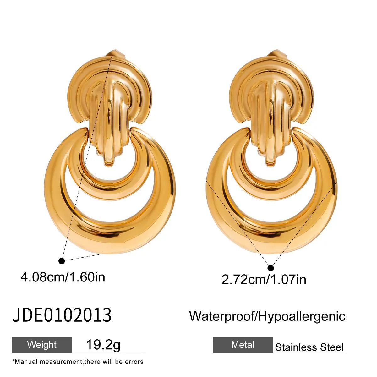 Pair of geometric stainless steel earrings with titanium steel ornament, colour JDE0102013