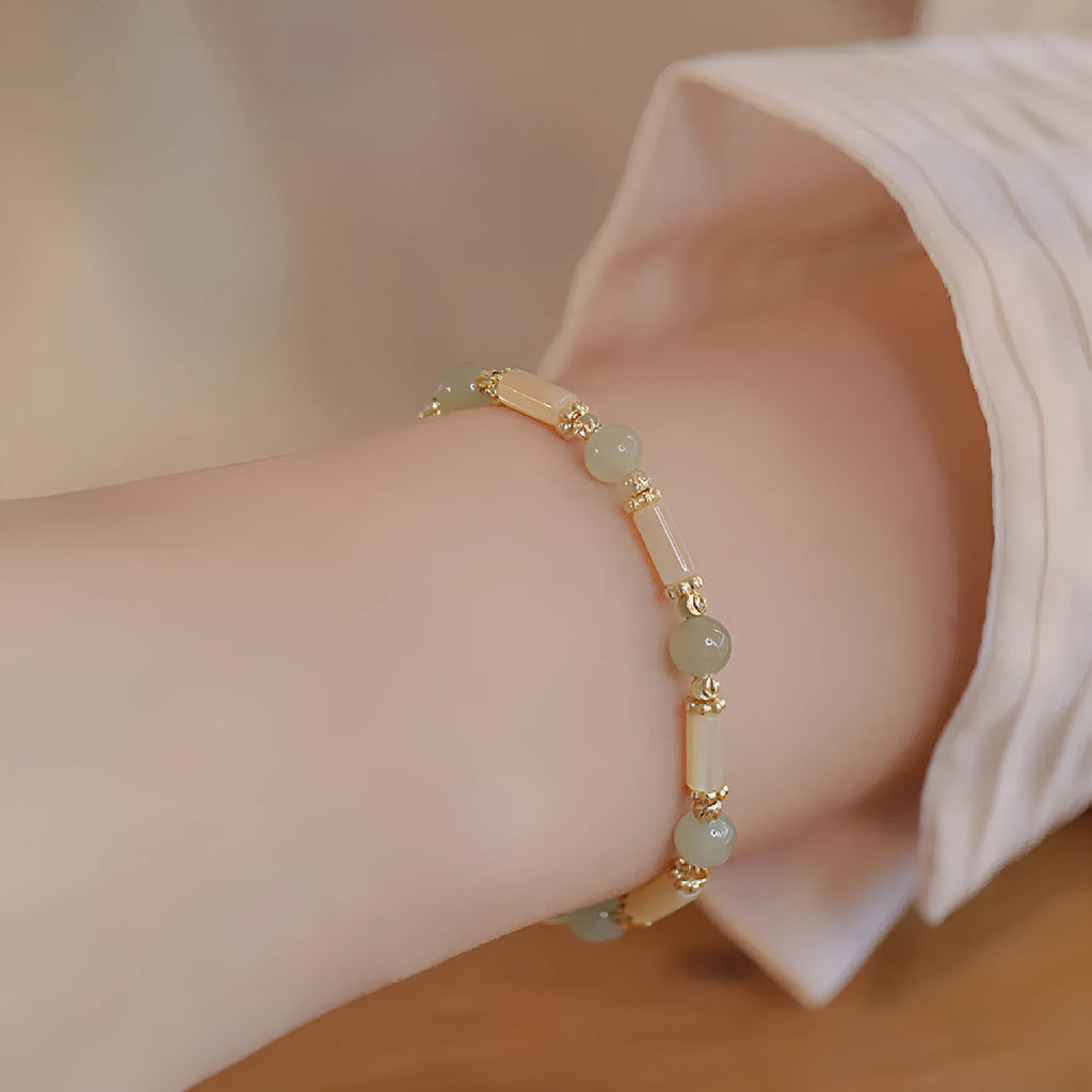 Women's Hetian jade bracelet with bamboo joint design in 6mm casual style