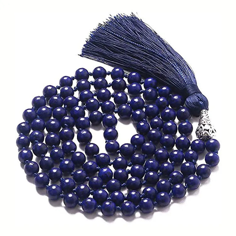 Colourful agate and gemstone tassel necklace with geometry pendant on adjustable 95-100cm chain.