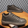 Korean style outdoor sports board shoes for men in solid colour low top flat heel black brown grey sizes 39-44