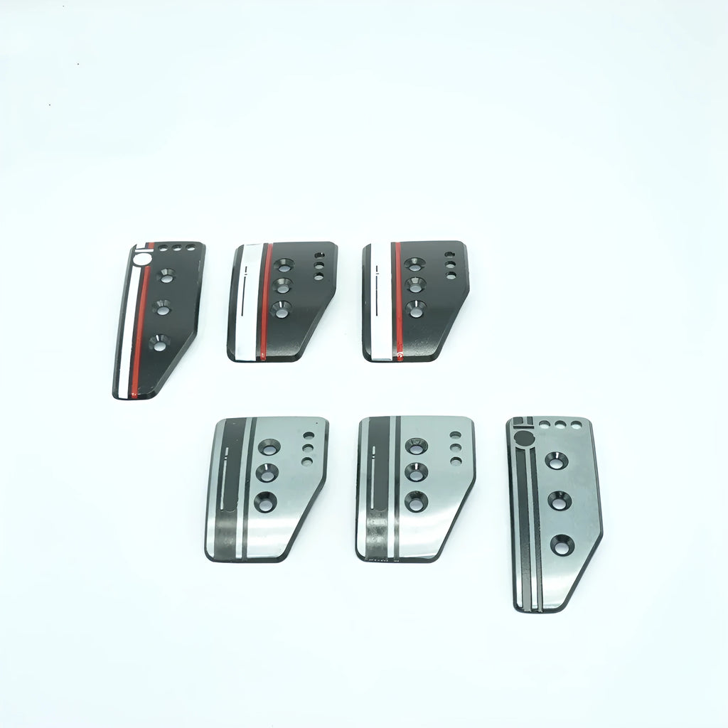 Aluminium alloy manual transmission car pedal set with brake accelerator clutch pedals in black or grey