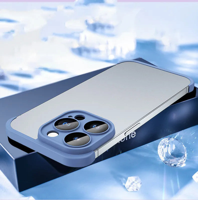 TPU mobile phone case for iPhone with glass lens camera protection in dark purple colour