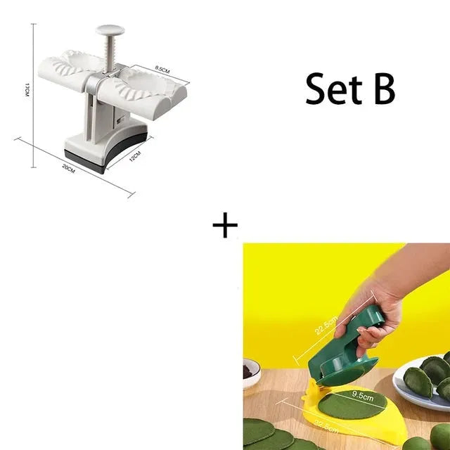 White double head manual dumpling maker with anti-slip rubber base mat