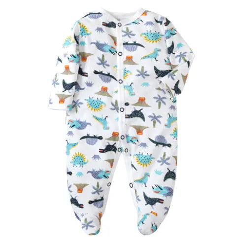 Cotton baby one-piece clothes with dinosaur print design for infant wear