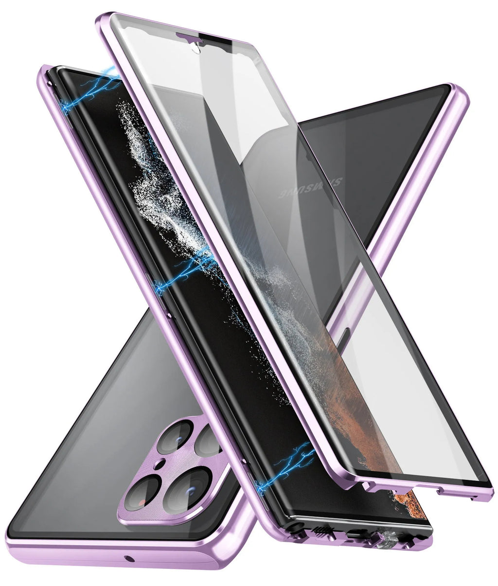 Magnetic mirror phone case with peep-proof screen for Samsung Galaxy S24 Ultra in multiple colours