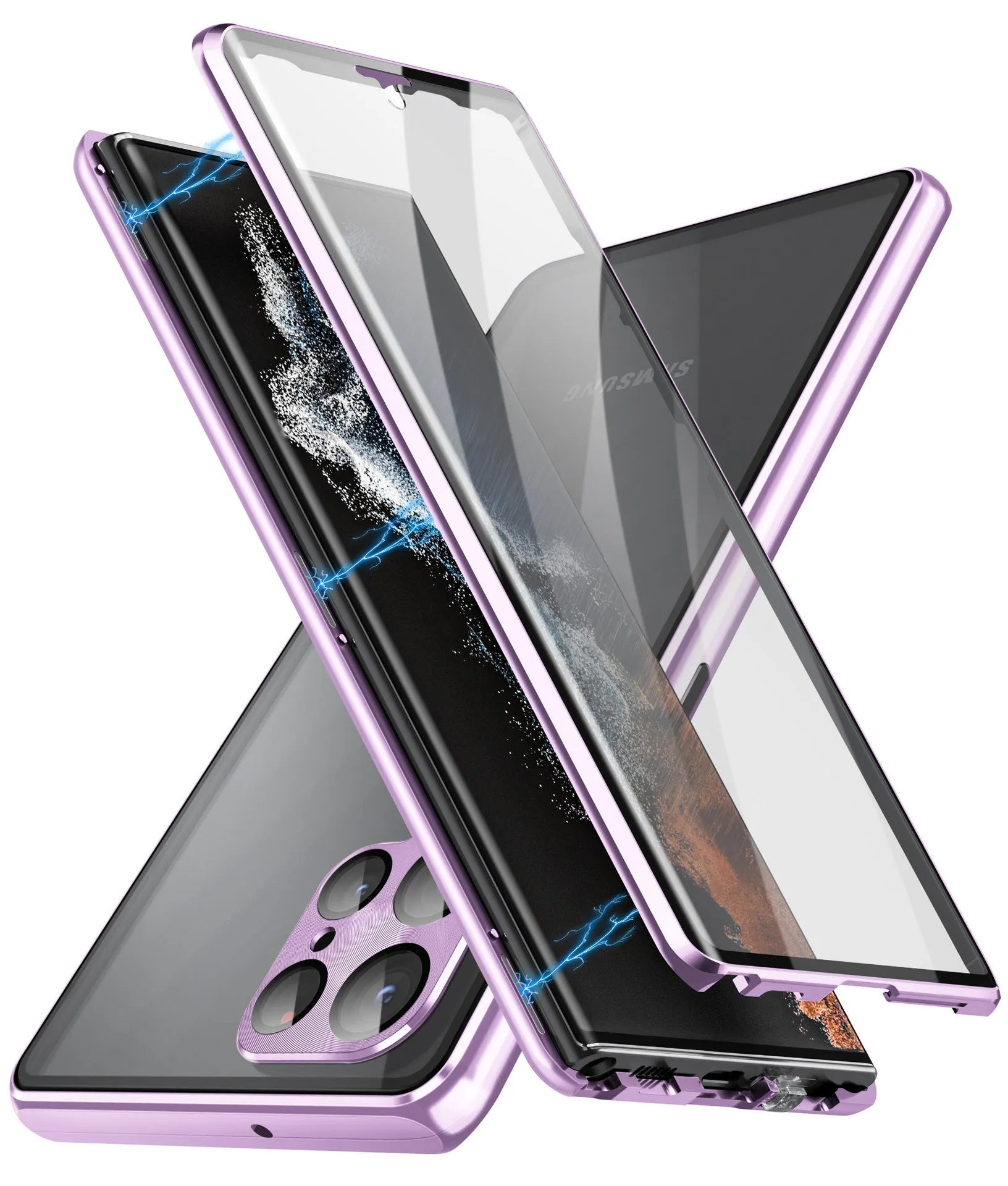 Magnetic mirror phone case with peep-proof screen for Samsung Galaxy S24 Ultra in multiple colours