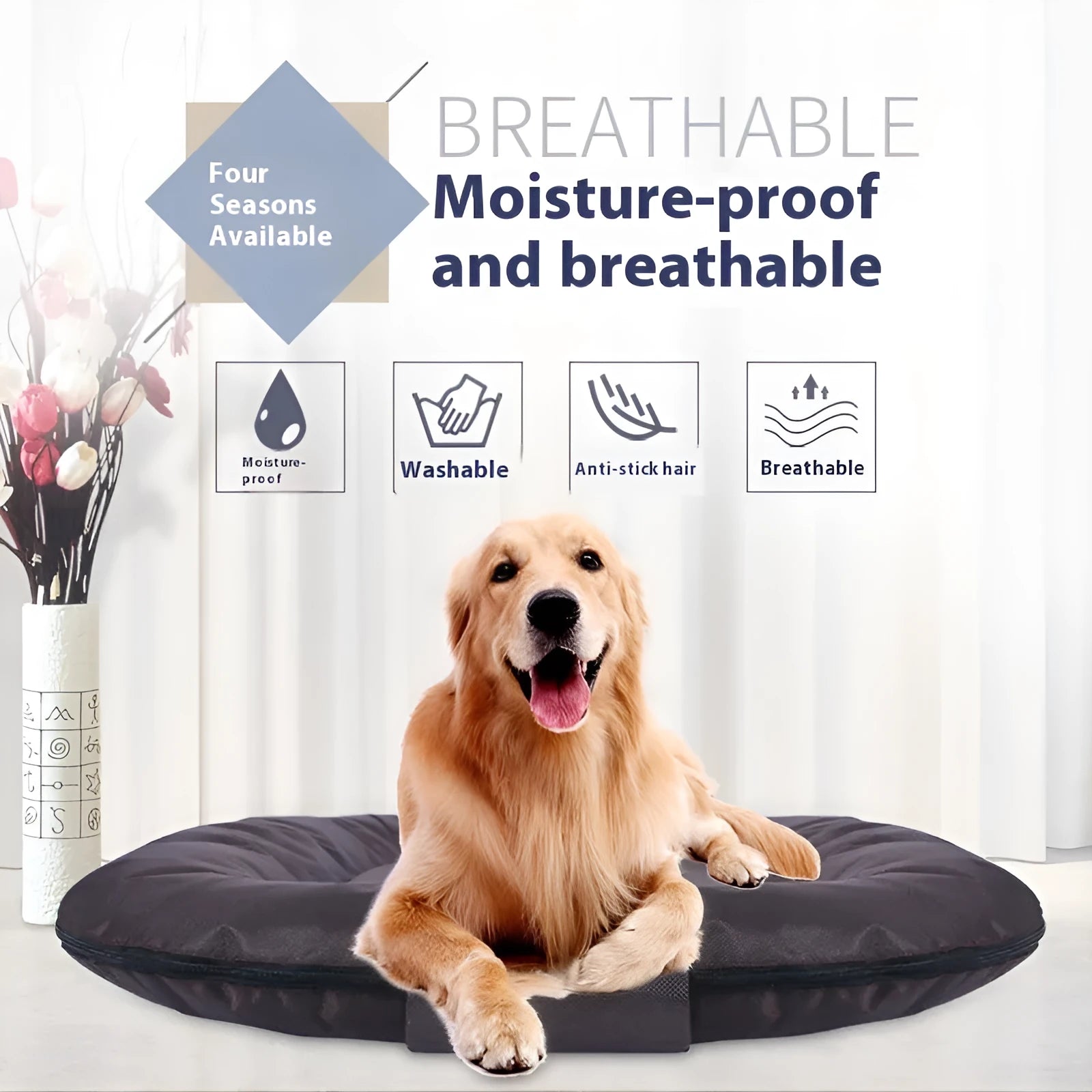 Removable cover pet mattress in Oxford cloth for dogs, shown in S size 55x45cm