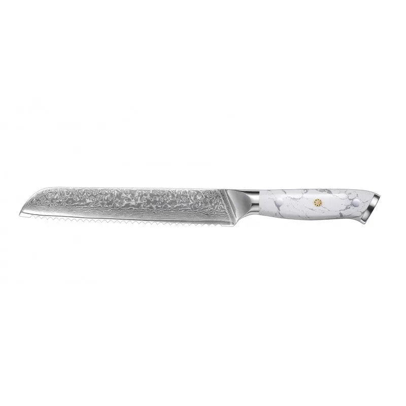 Damascus steel kitchen knife with 21cm VG10 blade and modern simple design