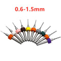 Tungsten steel straight shank PCB drill bits with small diameter blades, 10-piece pack.