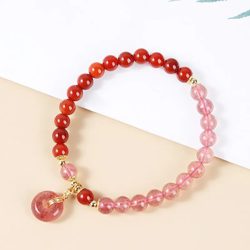 Green crystal Chinese bracelet with adjustable string on wrist