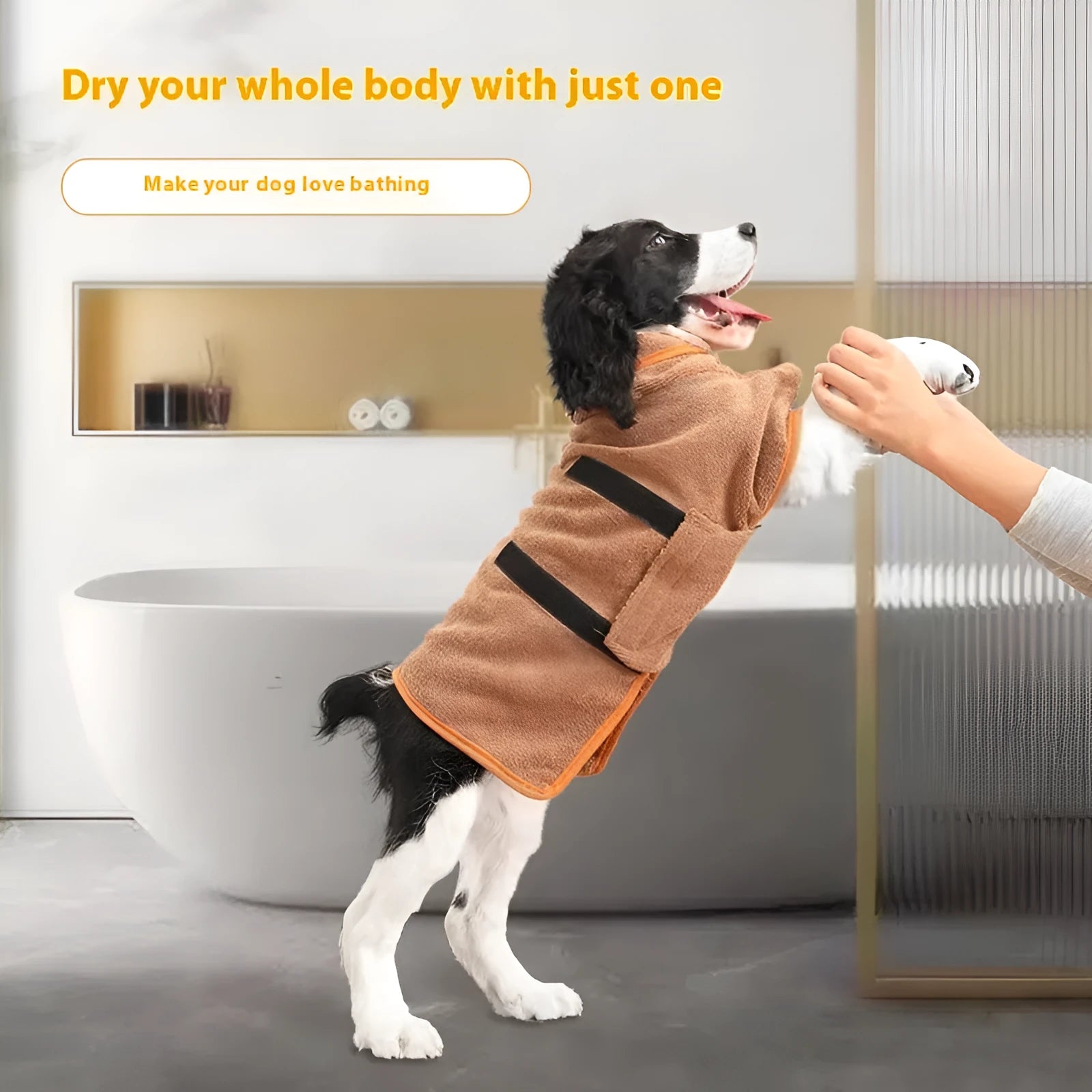 Nylon pet drying robe for dogs and cats in multiple sizes and colours