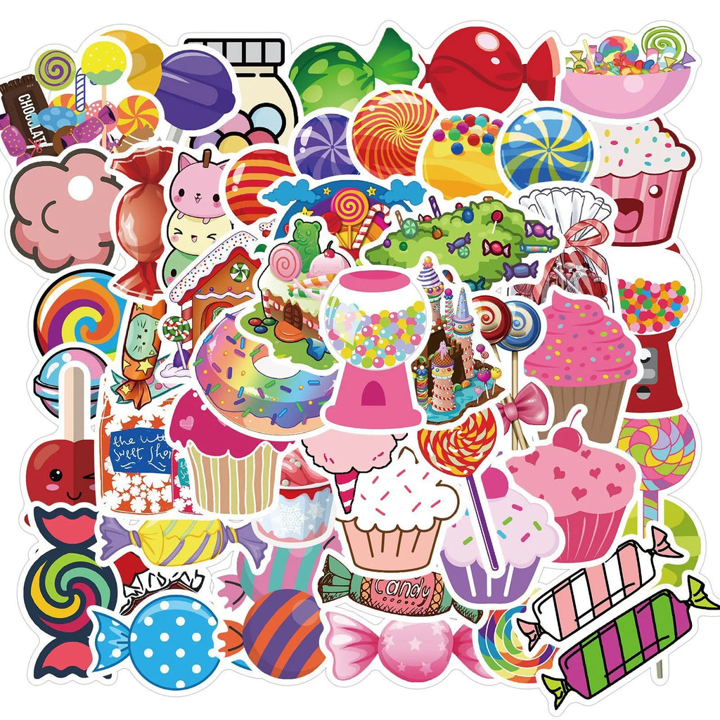 Candy series graffiti cartoon stickers 50-pack pink 4-6cm adhesive