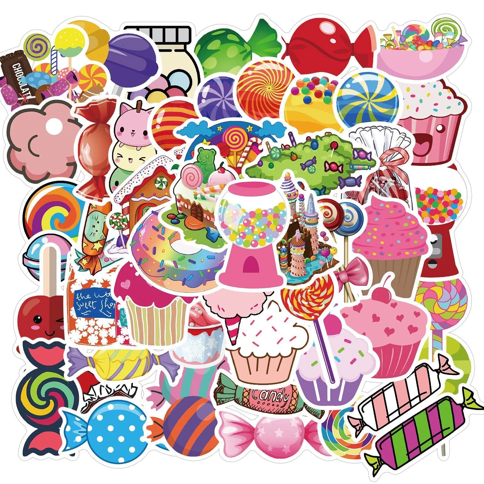Candy series graffiti cartoon stickers 50-pack pink 4-6cm adhesive