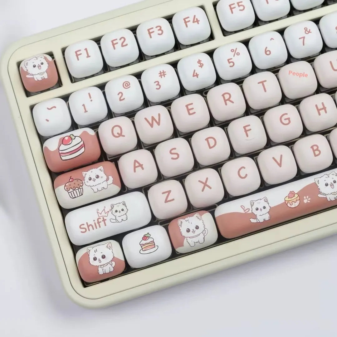 Dessert cat cartoon mechanical keyboard key cap set with MOG round design