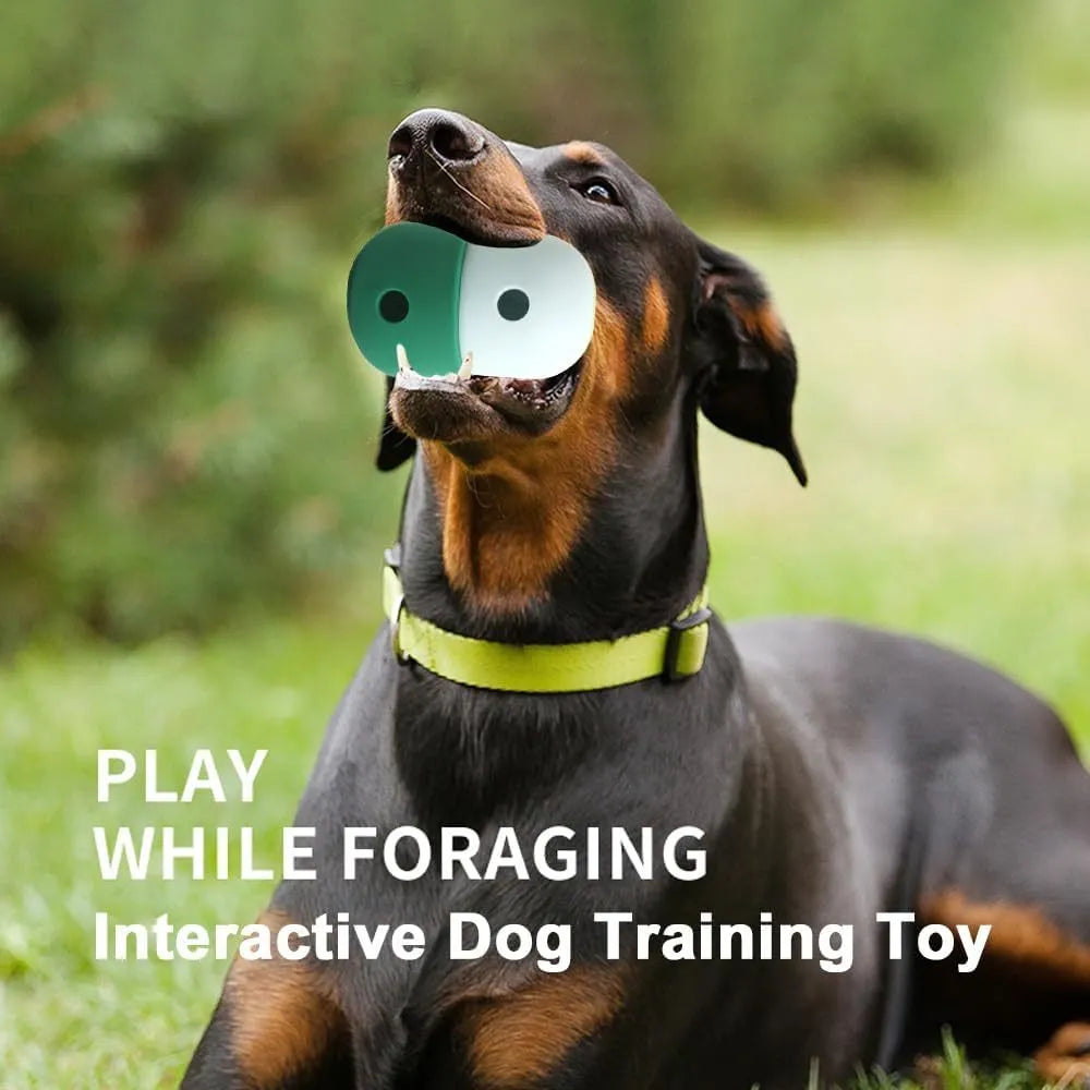 Dog treat dispensing puzzle ball in food-grade silicone with detachable design for small to medium dogs