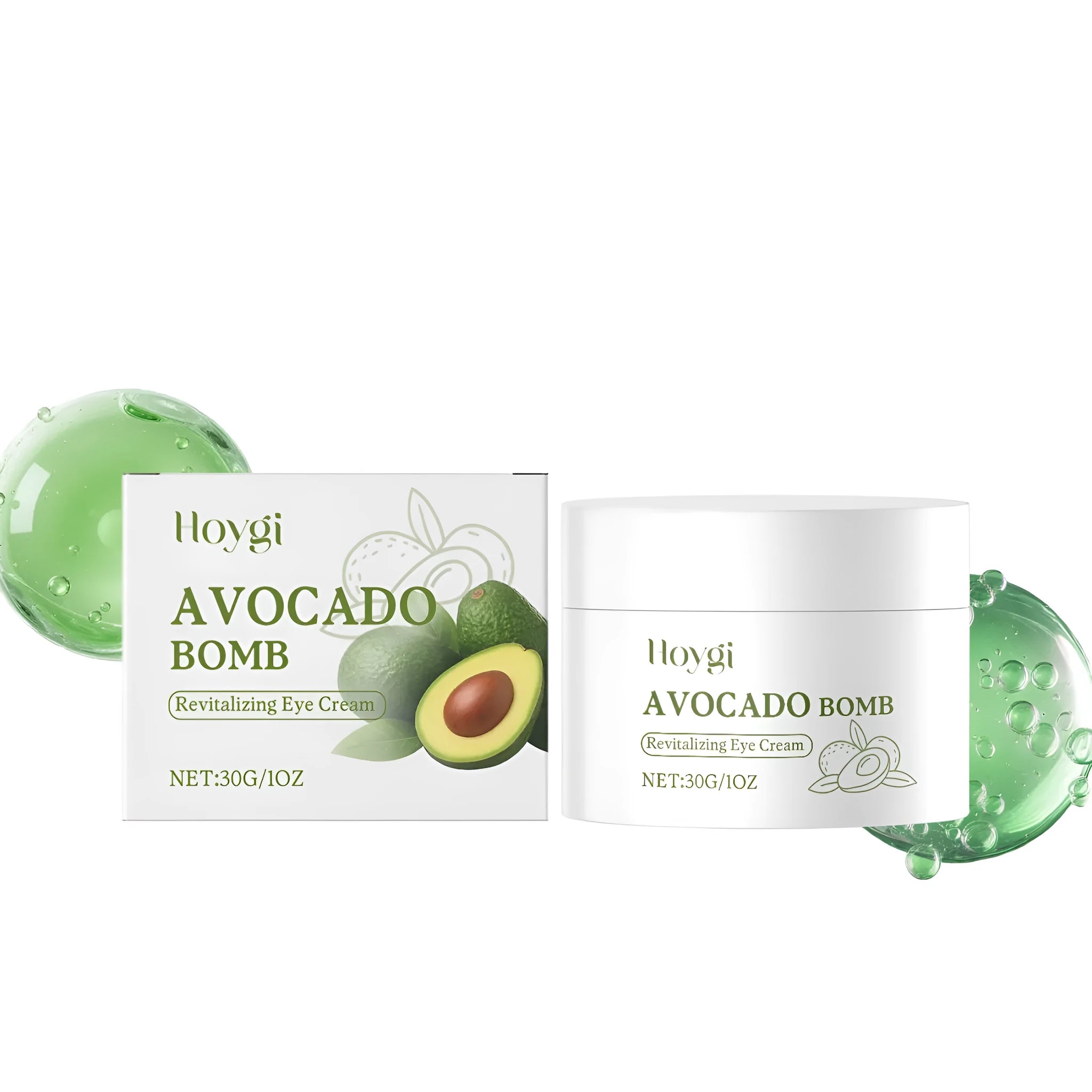 30g avocado anti-aging eye cream jar with shea butter and vitamin E for hydrating eye area care