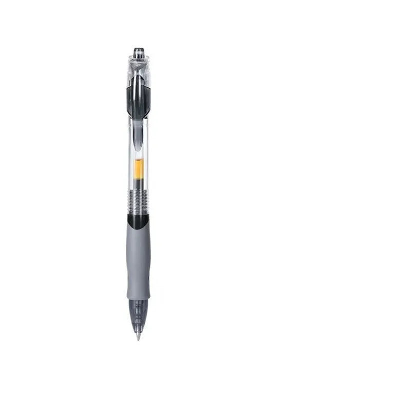 A single 0.5mm tip gel pen in a neutral colour, showing black, blue, and red ink options.