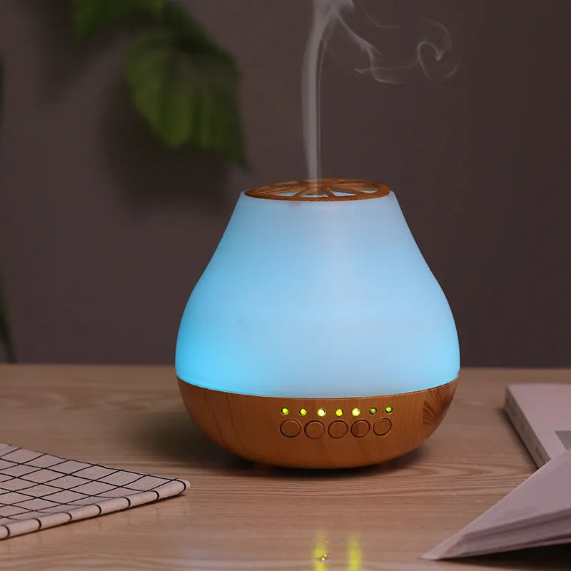 Wood grain finish USB aroma diffuser with colourful lights for essential oils