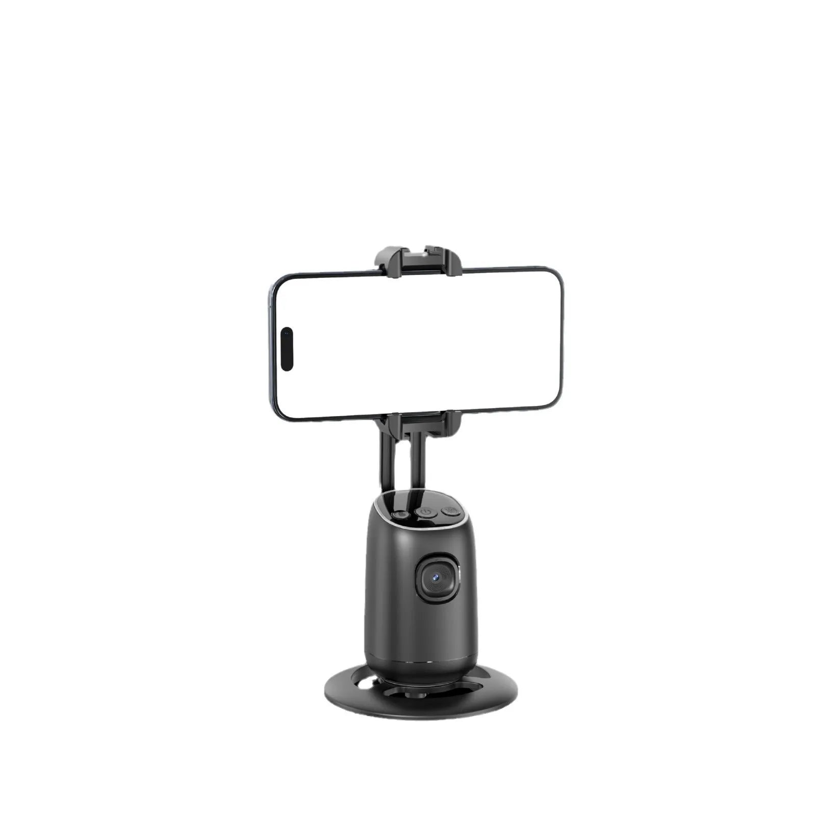 P05 black ABS desktop rotating phone holder with round chassis and seven-colour ambience light
