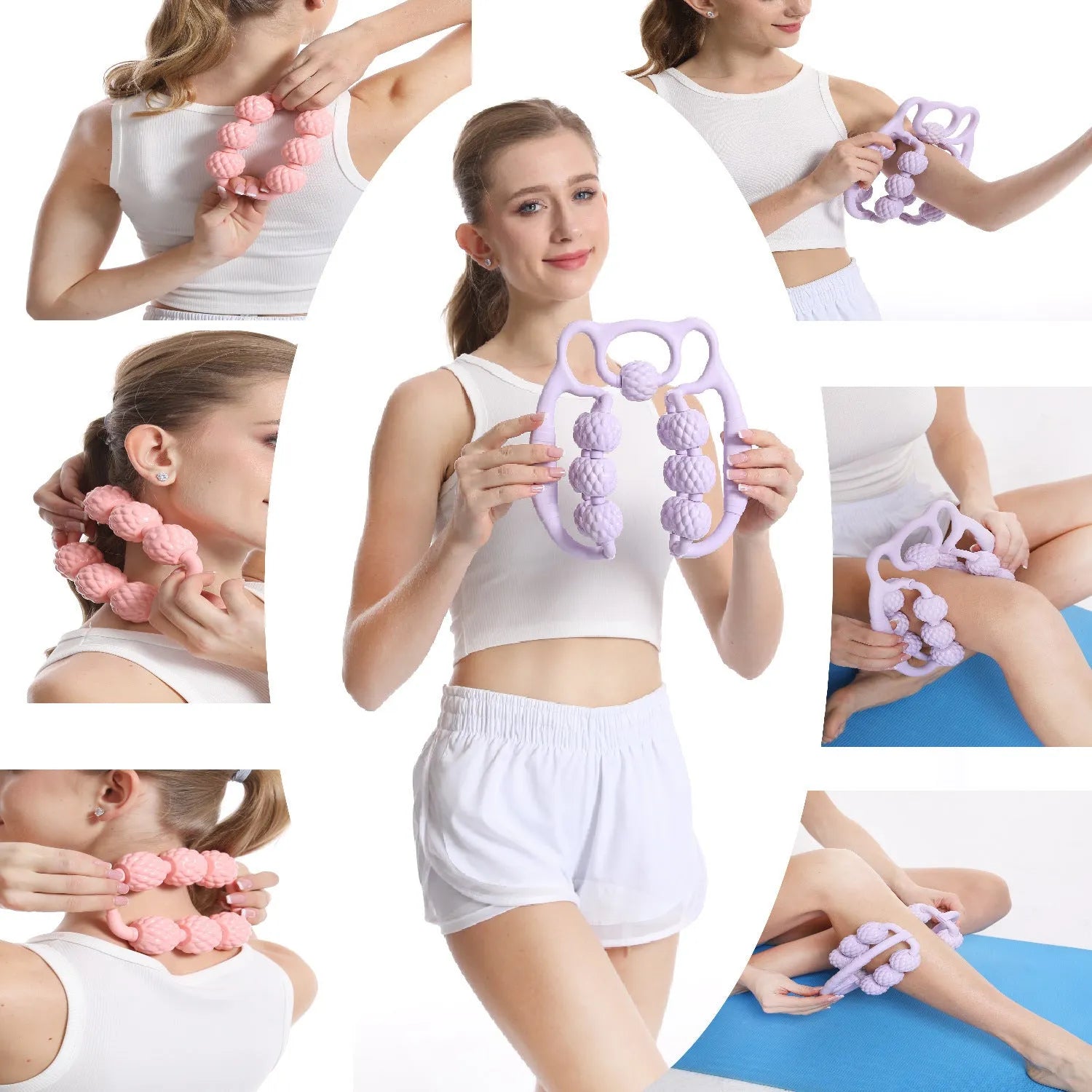 Bear brand double row ring clip leg massager in purple, pink, or green colours.