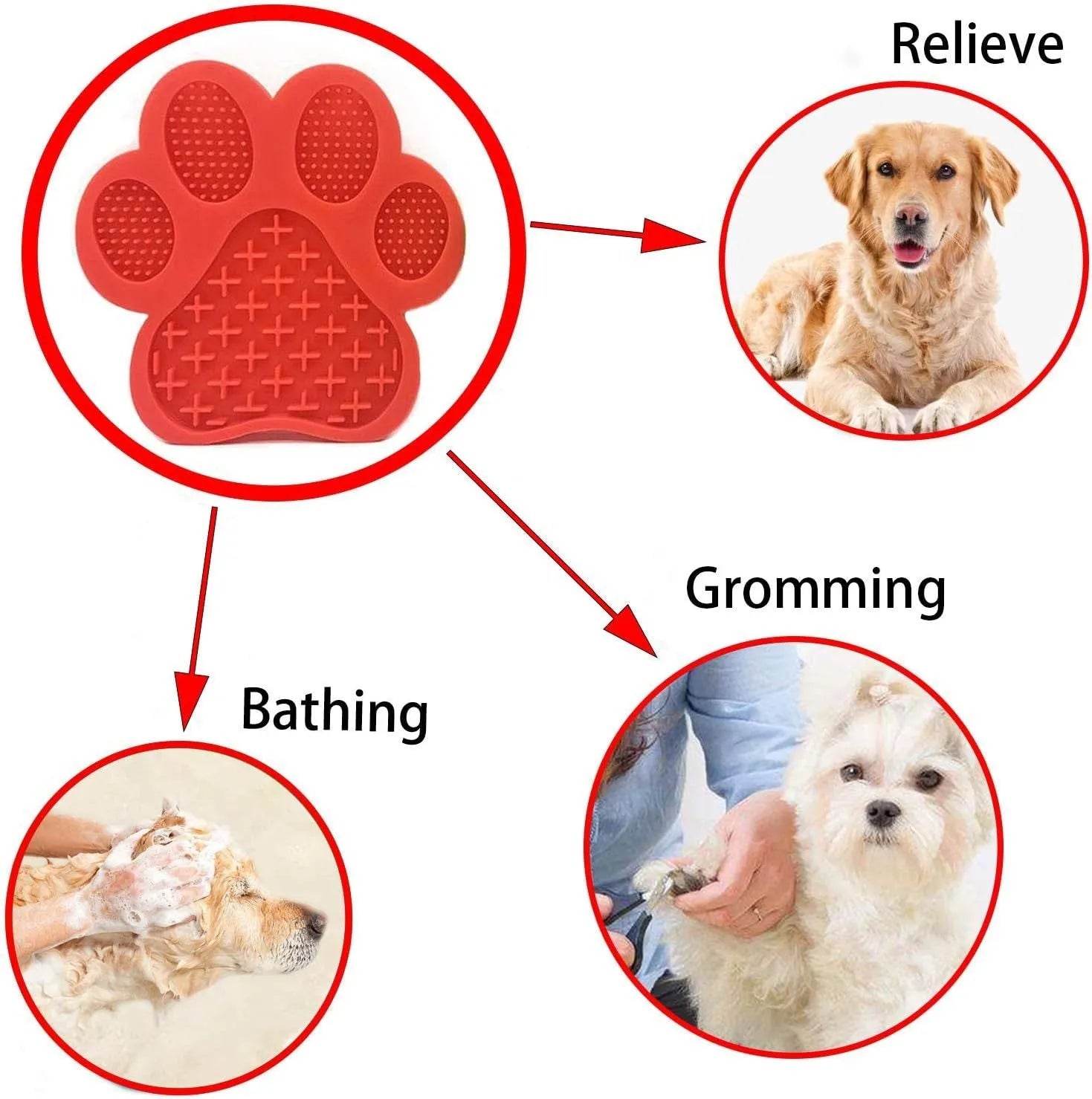 Bone-shaped blue silicone dog licking mat with suction cups on smooth surface