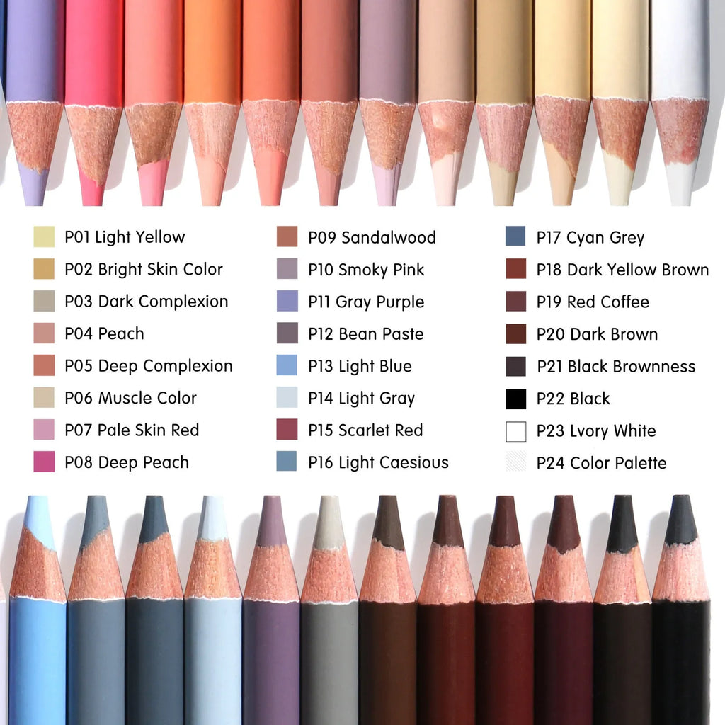24 skin tone drawing pencils in a metal tin art case for portrait artwork