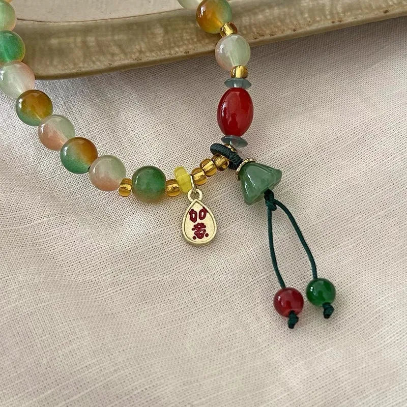 Lotus Ruyi national style bracelet with mixed materials and manual processing