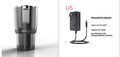 Black 12V car cup warmer and cooler with digital temperature display placed in a car cup holder.