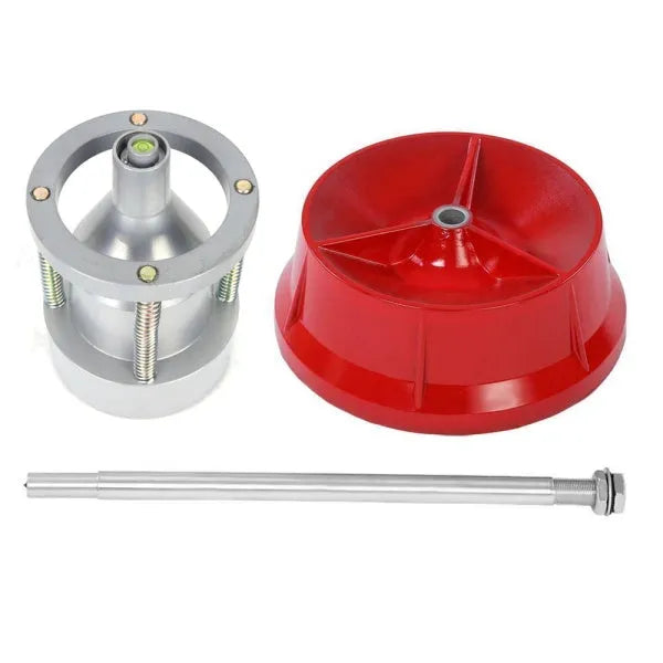 Portable wheel balancer with aluminium head and bull's eye level on enamel-finished base