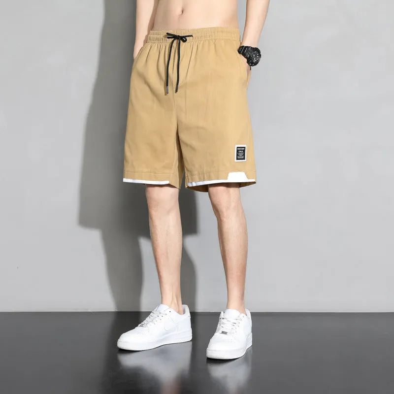 Cotton shorts for boys in black, khaki or white with mid-waist design and extended plus sizes up to 8XL
