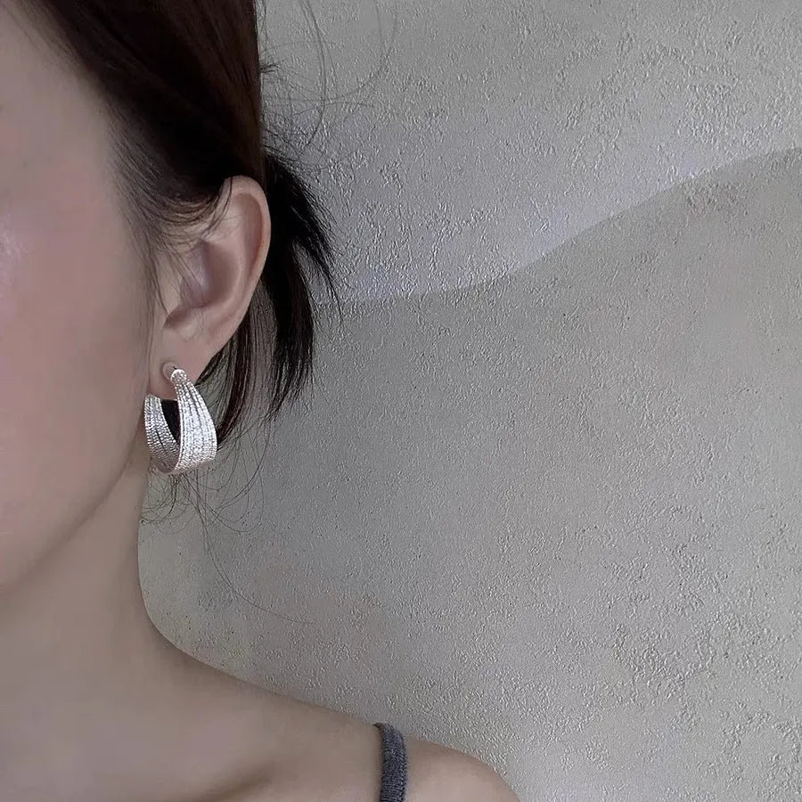 Copper geometric stud and clip earrings with silver and gold electroplated finishes