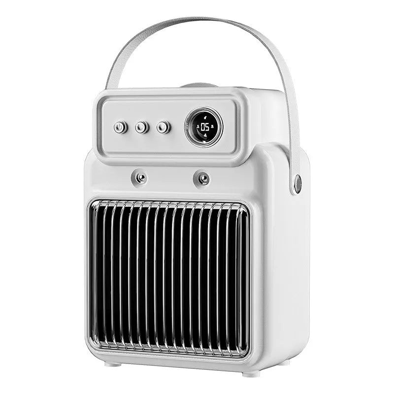 White 1200W PTC room heater with humidifying function on a tabletop.
