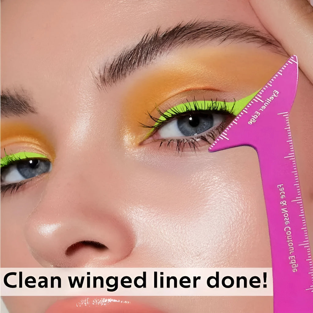 3-in-1 reusable eyeliner stencil tool for hooded eyes with winged liner and contour shapes