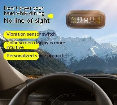 Solar wireless car tyre pressure monitor with colour screen display and four sensors