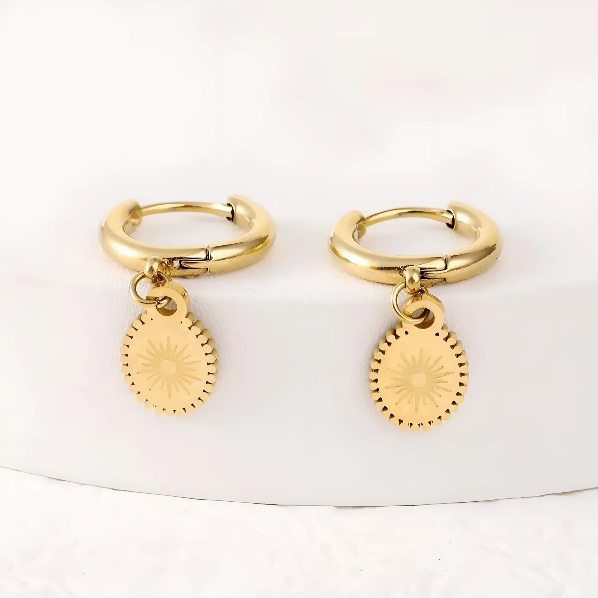 Stainless steel geometric earrings with ellipse design for women's office wear