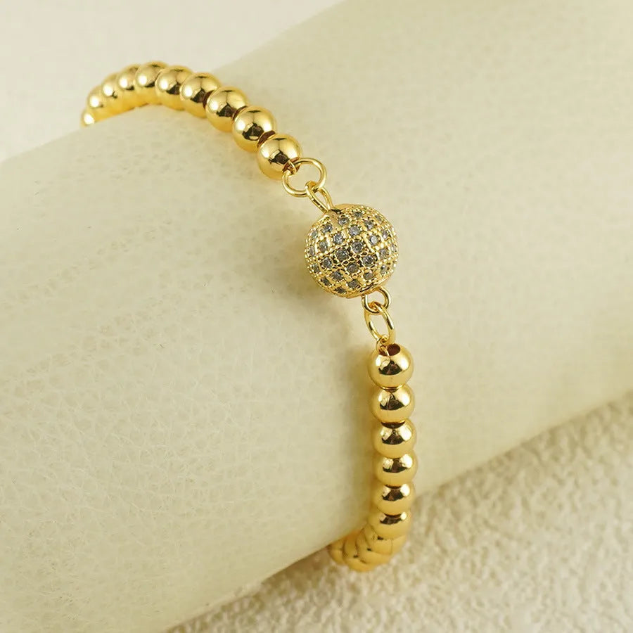 Arabic style copper bracelet with heart-shaped design and zircon stones for women
