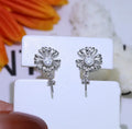 Baroque flower-shaped S925 sterling silver earring frames and a ring holder on a plain background.