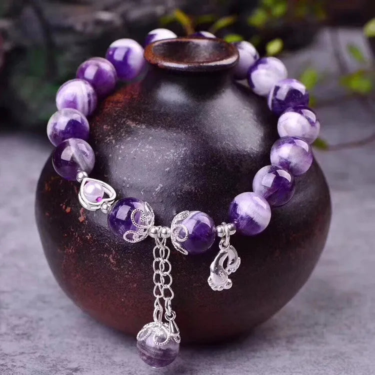 Purple amethyst bracelet with 10mm round beads for women's jewellery and office wear